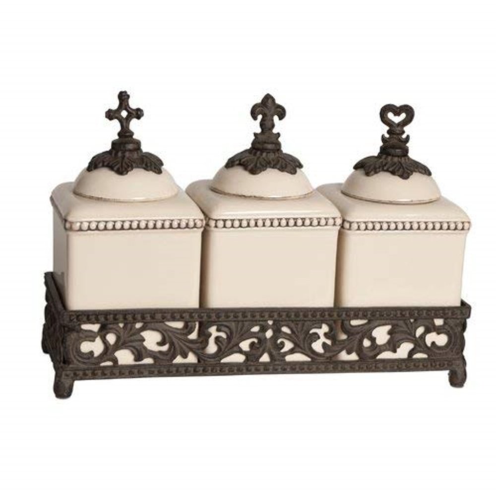 Gracious Goods - Faith, Hope, Love Caniters W/Tray